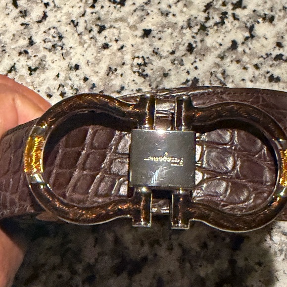 Salvatore Ferragamo Dark Brown Crocodile Belt